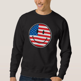 USA Flag Happy Face Sweatshirt