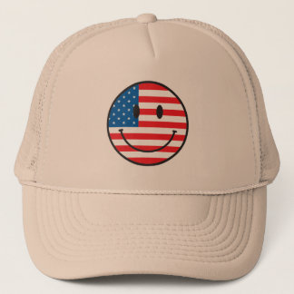 USA Flag Happy Face Trucker Hat