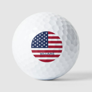 USA Flag Happy Fourth of July Custom Text Golf Balls
