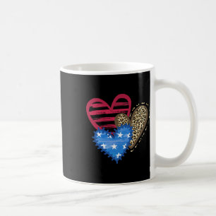 Usa Flag Heart 4th Of July Leopard Patriotic Red W Coffee Mug