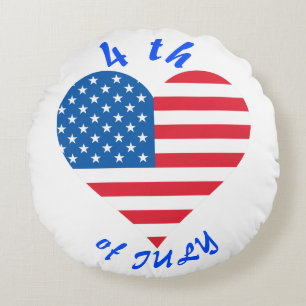 Usa Flag Heart 4th of July Throw Pillow