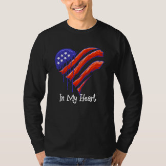 USA Flag Heart - America in my Heart T-Shirt