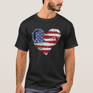USA Flag Heart America Love 4th of July T-Shirt