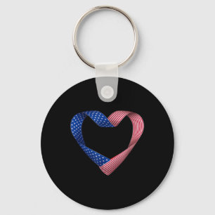 Usa Flag Heart American Patriotic Armed Forces Key Ring
