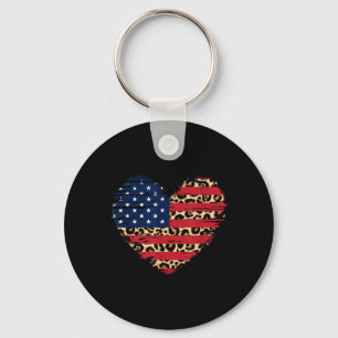 Usa Flag Heart American Patriotic Armed Forces Key Ring