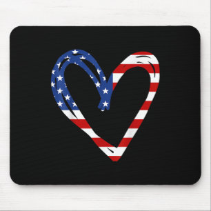 Usa Flag Heart American Patriotic Armed Forces Mouse Pad