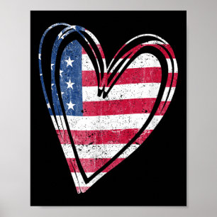 Usa Flag Heart American Patriotic Armed Forces Poster