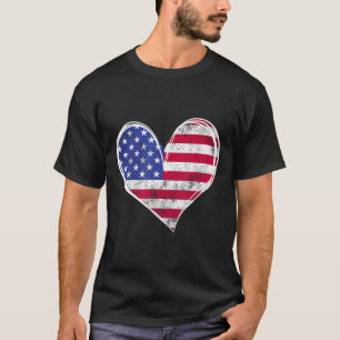 Usa Flag Heart American Patriotic Armed Forces T-Shirt
