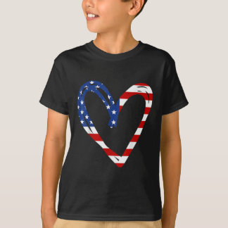 Usa Flag Heart American Patriotic Armed Forces T-Shirt