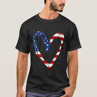 Usa Flag Heart American Patriotic Armed Forces T-Shirt