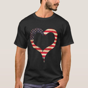 Usa Flag Heart American Patriotic Memorial Day _1  T-Shirt