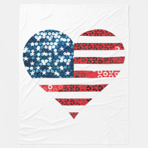usa flag heart blanket