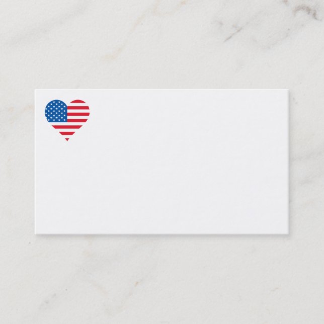 Usa Flag Heart Business Cards (Front)