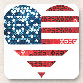 usa flag heart coaster