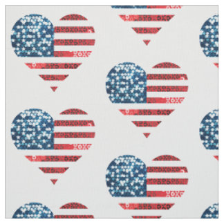 usa flag heart fabric