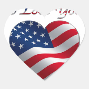 USA Flag Heart I Love You Heart Sticker