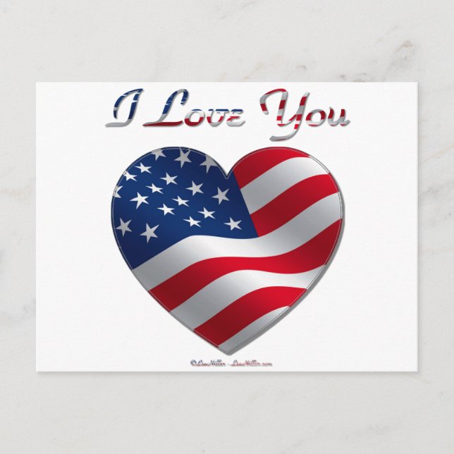USA Flag Heart I Love You Postcard (Front)