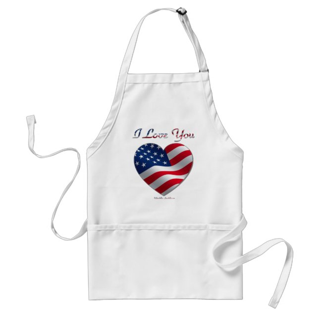 USA Flag Heart I Love You Standard Apron (Front)