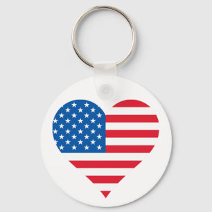 Usa Flag Heart Key Chain