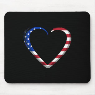Usa Flag Heart Memorial Day Veteran Graphic Mouse Pad