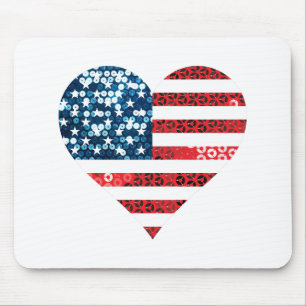 usa flag heart mouse pad
