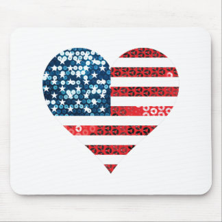 usa flag heart mouse pad