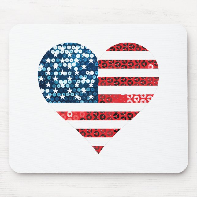 usa flag heart mouse pad (Front)