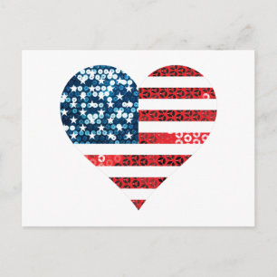 usa flag heart postcard