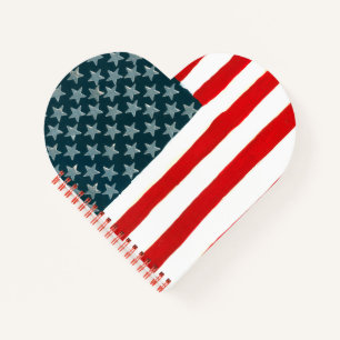 USA Flag Heart Shape Notebook
