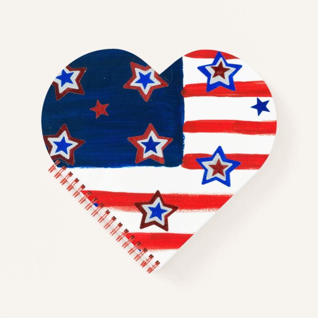 USA Flag Heart Shape Notebook (Front)