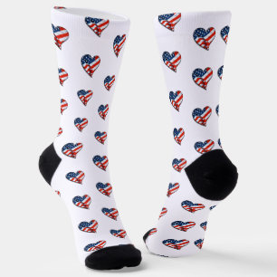 USA Flag Hearts Patriotic Socks