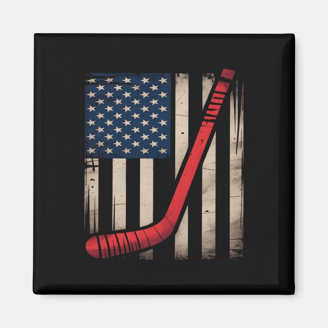 Usa Flag Hockey Stick  Magnet (Front)