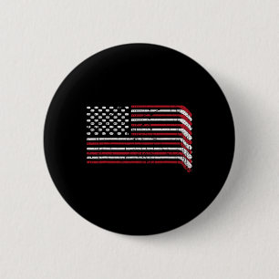 Usa Flag Hockey Sticks American Pride 4th Of July  6 Cm Round Badge
