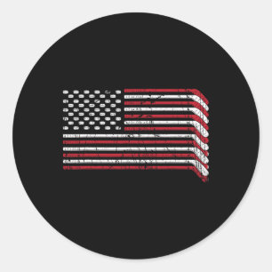 Usa Flag Hockey Sticks American Pride 4th Of July Classic Round Sticker