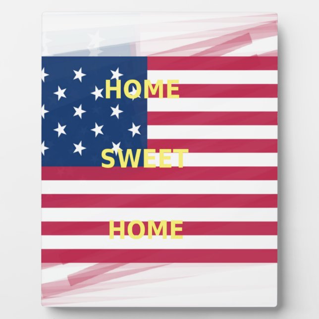 USA Flag "Home Sweet Home" Art Print Plaque (Front)