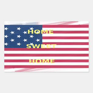 USA Flag "Home Sweet Home" Art Print Rectangular Sticker