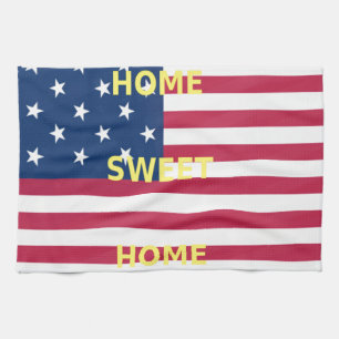 USA Flag "Home Sweet Home" Art Print Tea Towel