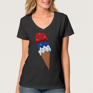 Usa Flag Ice Cream  Independence 4th Of July Graph T-Shirt