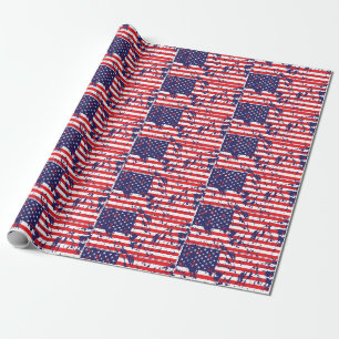 USA Flag in a Distressed Pattern Wrapping Paper