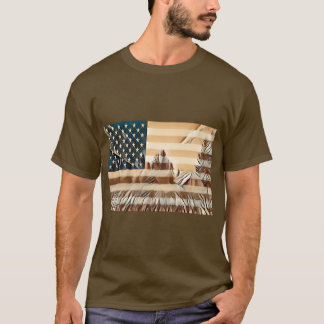 USA Flag in brown tones.   T-Shirt