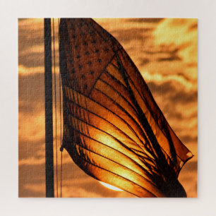 USA Flag in the Sunset - 20x20 - 676 pcs. Puzzle
