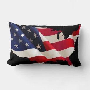 Usa flag in the wind lumbar cushion