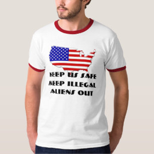 usa-flag-inside-map-1,  Keep US Safe, Keep Ille... T-Shirt