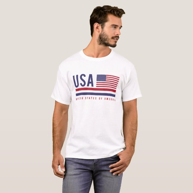 USA Flag & ISO Code Alpha-3 Design T-Shirt (Front Full)