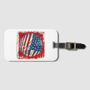 USA Flag July 4th Basketball Luggage Tag