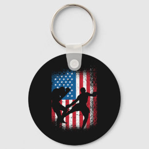 Usa Flag Kickboxing Design For Boxing Fan Or Marti Key Ring