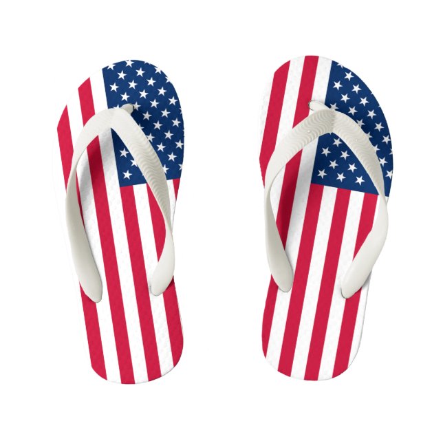 USA Flag Kid's Flip Flops United States of America (Footbed)