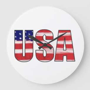 USA Flag Large Clock