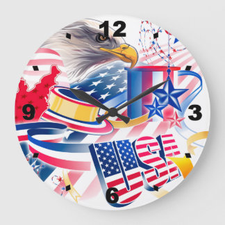 USA Flag Large Clock