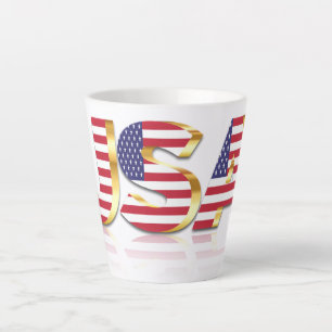 USA Flag Latte Mug American Patriotic 